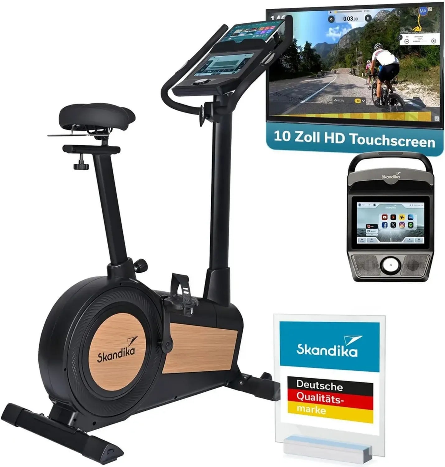Vélo d'Appartement Skandika Cykling P15 avec Écran Tactile, Programmes Multiples et Freinage Magnétique
