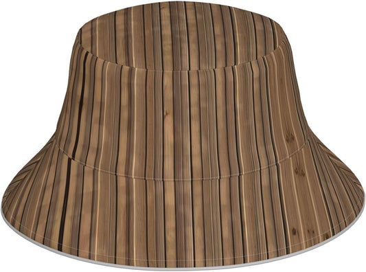 Chapeau bob — unisexe, à motifs, bandes réfléchissantes, en bois, noir