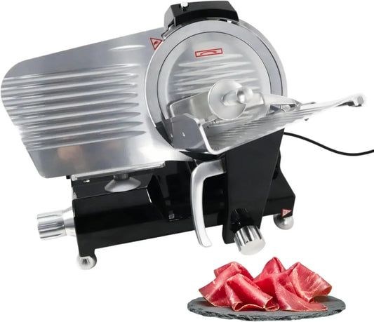 Trancheuse à Jambon 250 mm – Épaisseur Ajustable 0-15 mm – Design Élégant Noir – Haute Performance et Solidité