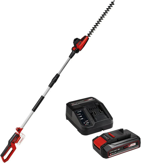 Taille-haie télescopique sans fil Einhell GC-HH 18/45 Li T-Solo, 18V, poignée orientable, moteur inclinable, avec chargeur et batterie 2,5 Ah