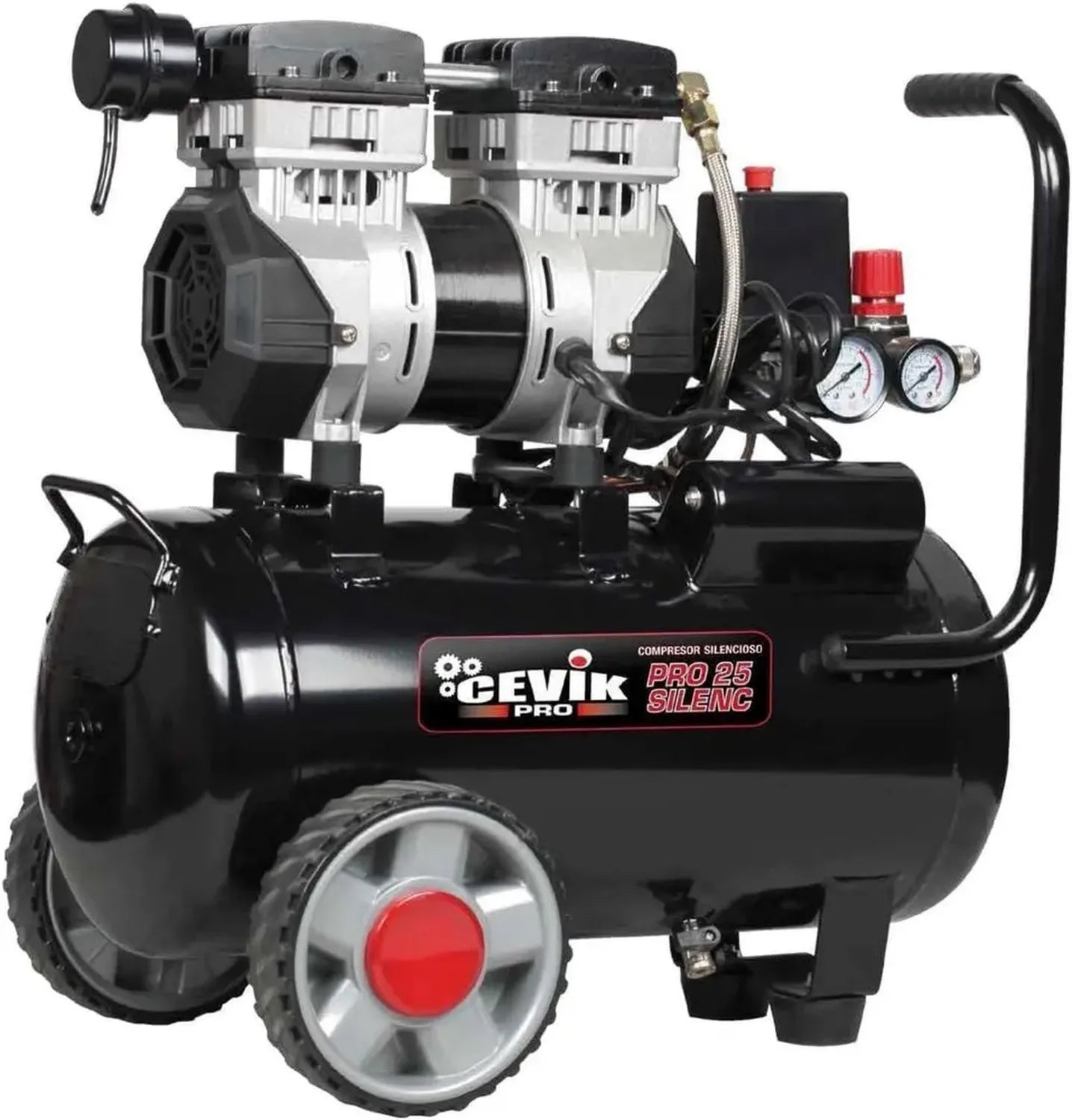 Compresseur d'air silencieux 25L 1.5HP 8 Bar - CEVIK PRO