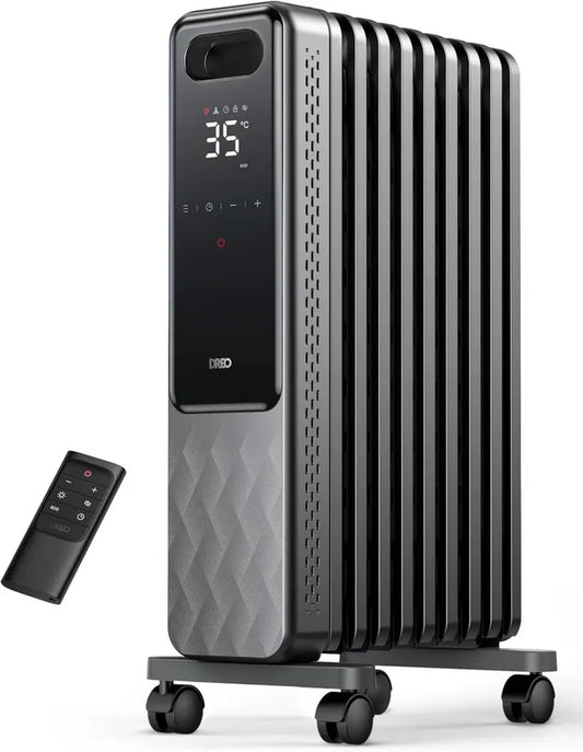Radiateur à Huile Dreo 2000W, Chauffage Électrique Portable avec Thermostat, Sécurité Anti-basculement, Minuterie Intégrée