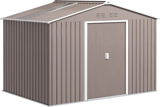 Cabane de Jardin Métallique XXL avec Portes Coulissantes et Aérations, 5,4 m²