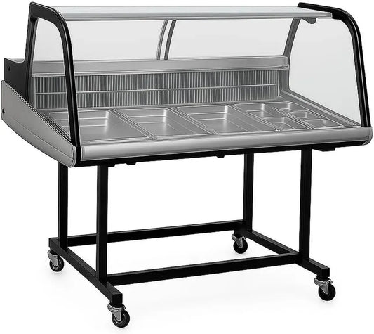 Vitrine Réfrigérée Professionnelle 255L – Modèle Compact 1250 mm – Plage de Température 2-12°C – Éclairage LED Intégré – Portes Arrière Coulissantes – Compatibilité GN Universelle – Commande Numérique – Alimentation 230V