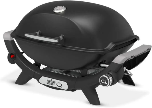 Weber Q2100N Barbecue à Gaz, Surface de Cuisson 53x39 cm, 1 Brûleur, Grilles Émaillées en Fonte, Couvercle en Aluminium - Noir