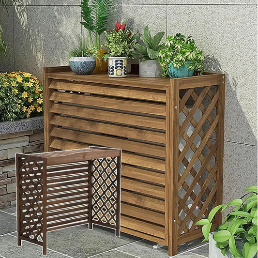 Cache en bois pour climatiseur extérieur, support à fleurs et paravent décoratif