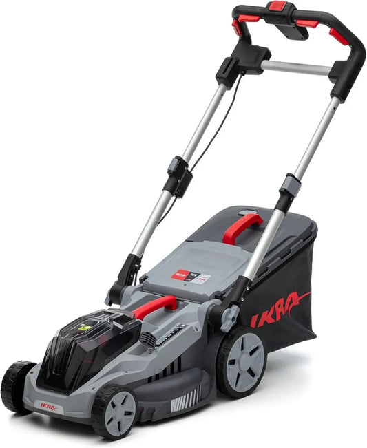 Tondeuse à Gazon Électrique IKRA 36V 3-en-1 avec Fonction Mulching, 38cm, Pour Jardins Jusqu'à 400m², Hauteur Réglable 30-75mm, Compatible Bosch